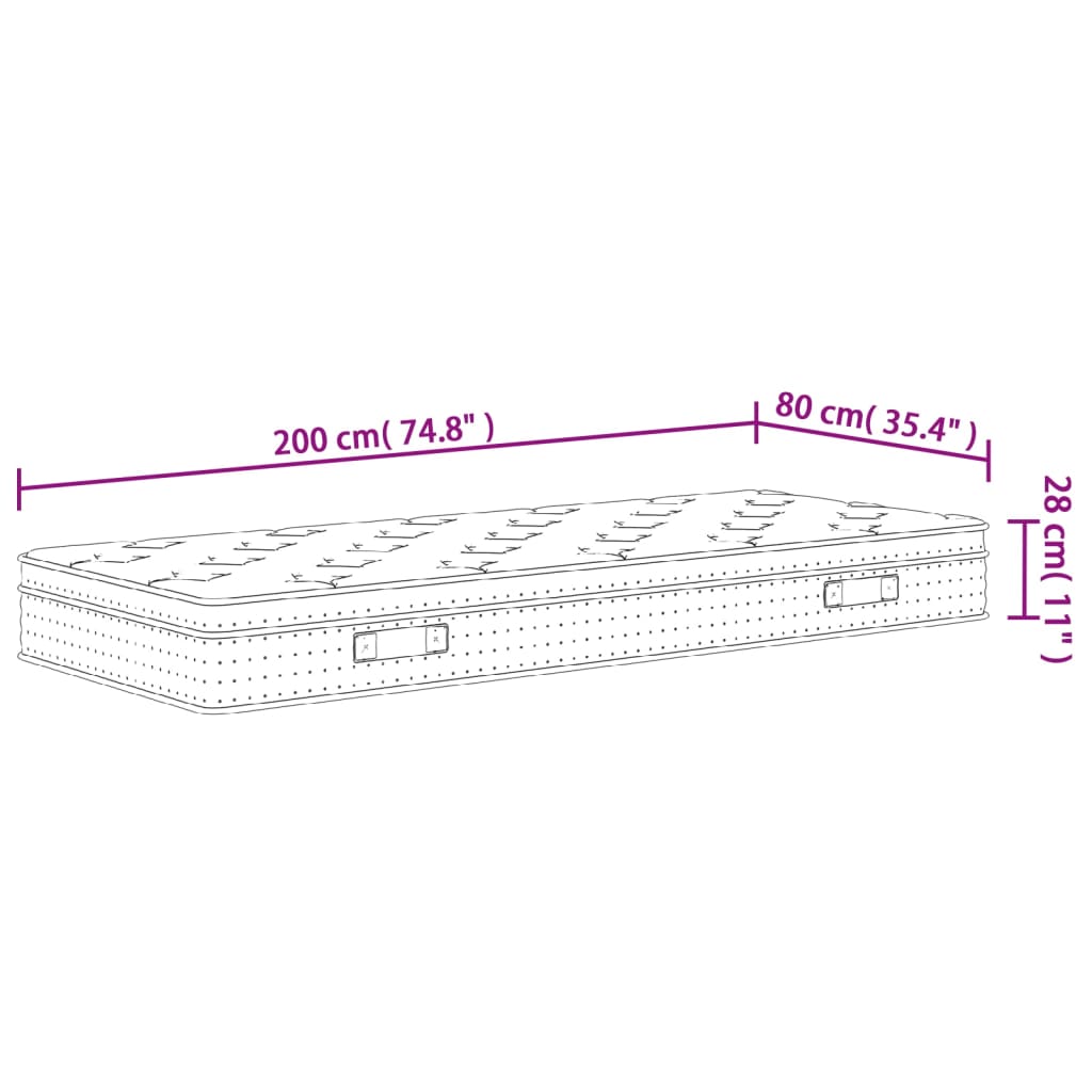 Materasso a Molle Insacchettate Medio Plus 80x200 cm - homemem39