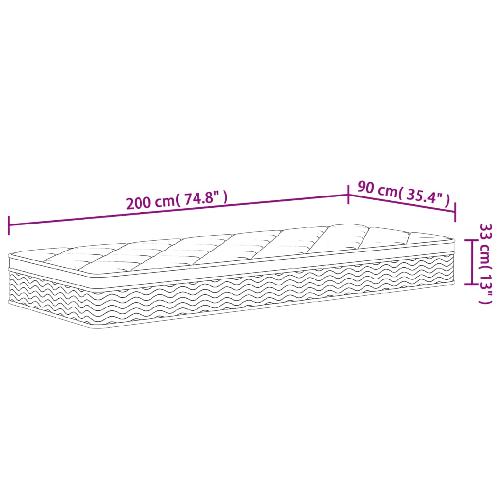Materasso a Molle Insacchettate Medio Plus 90x200 cm | homemem39