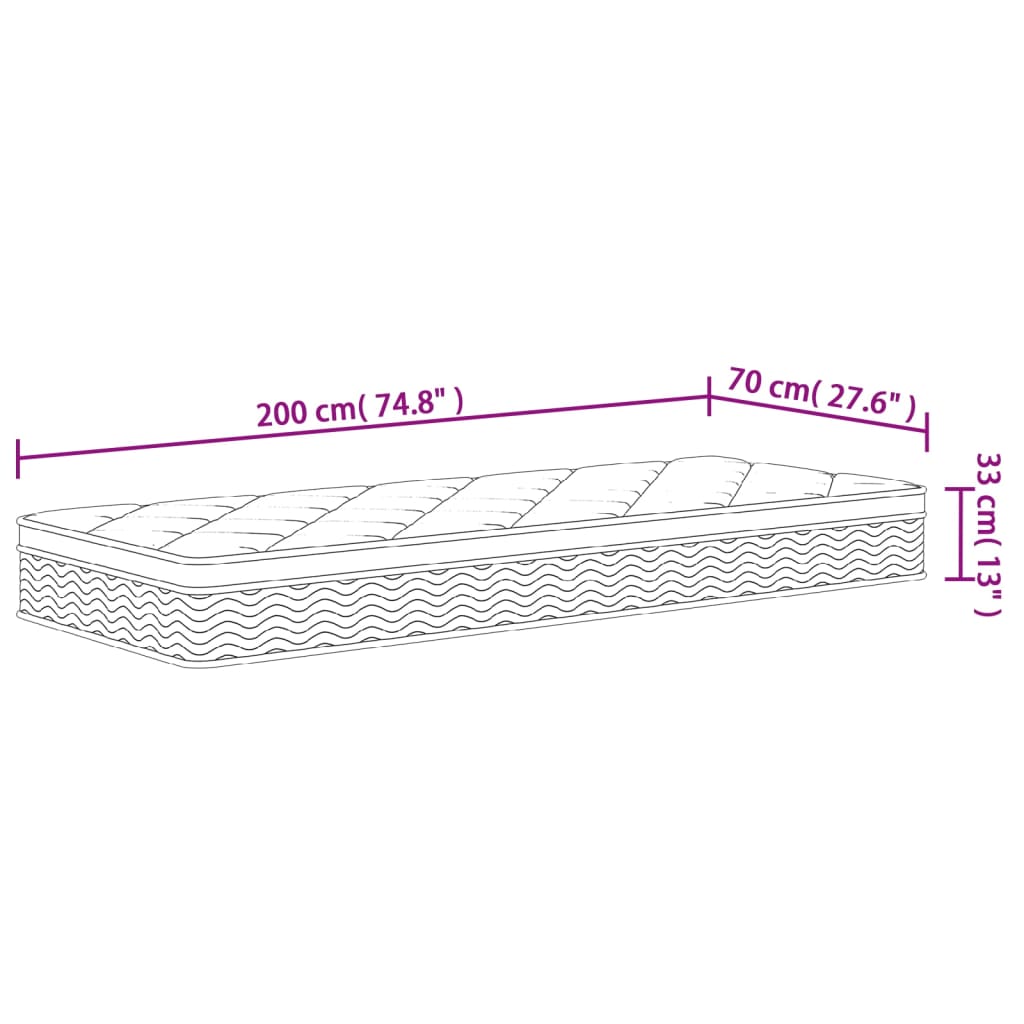 Materasso a Molle Insacchettate Medio Plus 70x200 cm