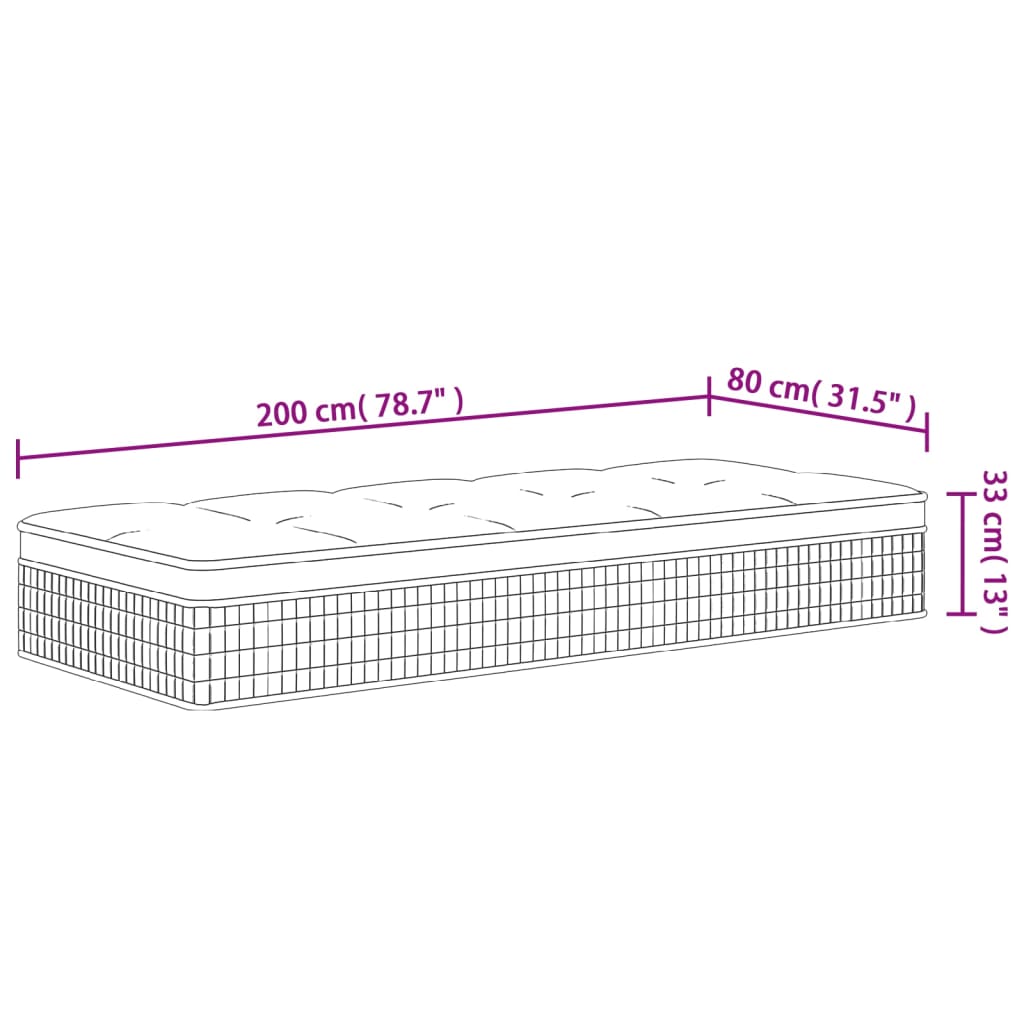 Materasso a Molle Insacchettate Medio Rigido 80x200 cm - homemem39