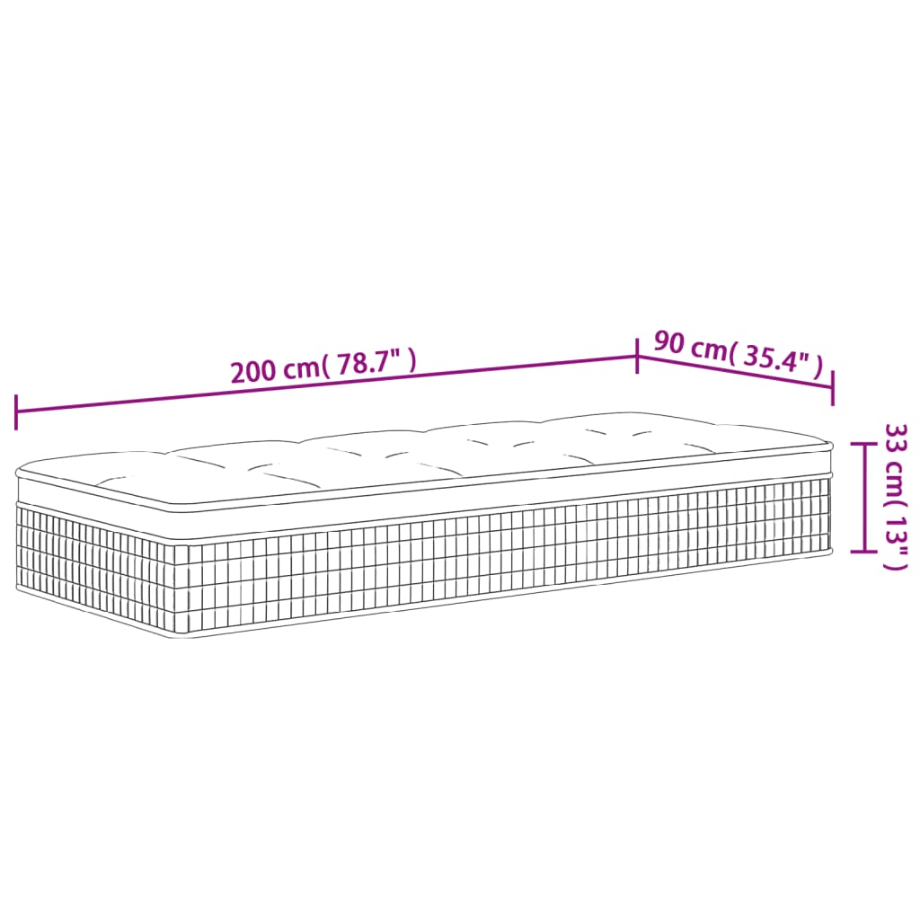 Materasso a Molle Insacchettate Medio Rigido 90x200 cm - homemem39