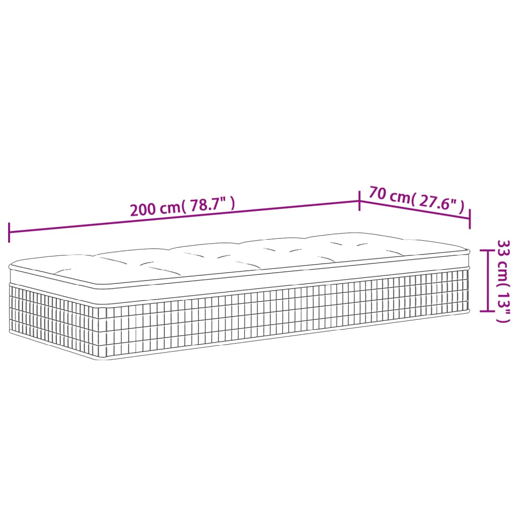 Materasso a Molle Insacchettate Medio Rigido 70x200 cm - homemem39