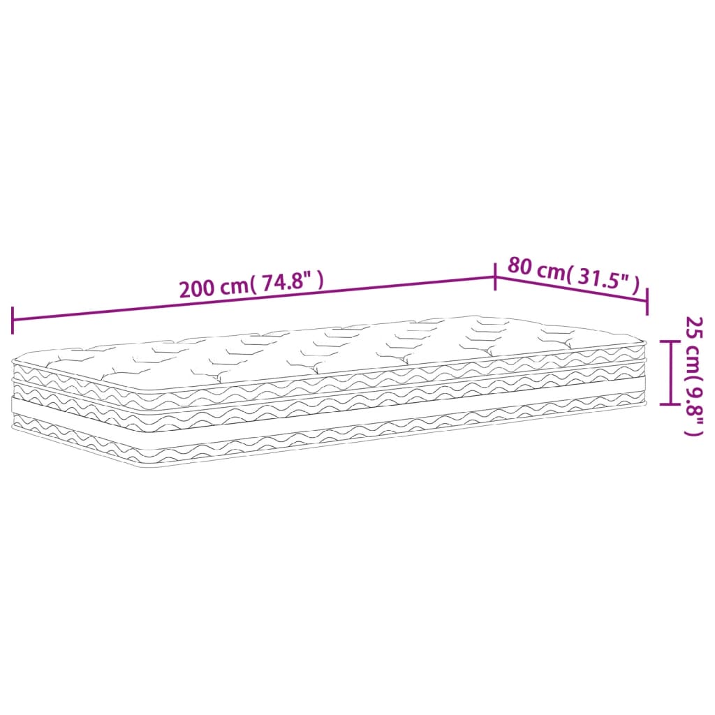 Materasso a Molle Insacchettate Medio 80x200 cm