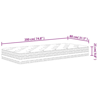 Materasso a Molle Insacchettate Medio 80x200 cm