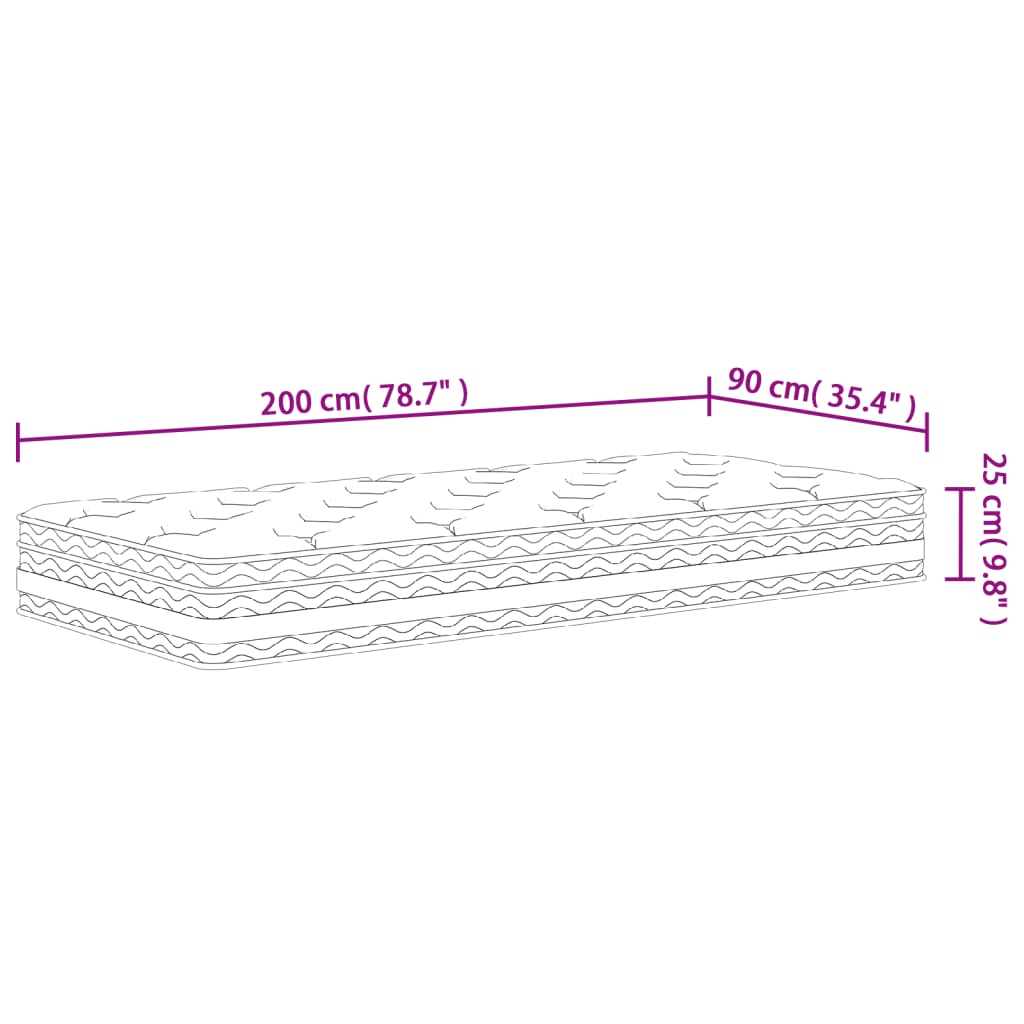 Materasso a Molle Insacchettate Medio 90x200 cm