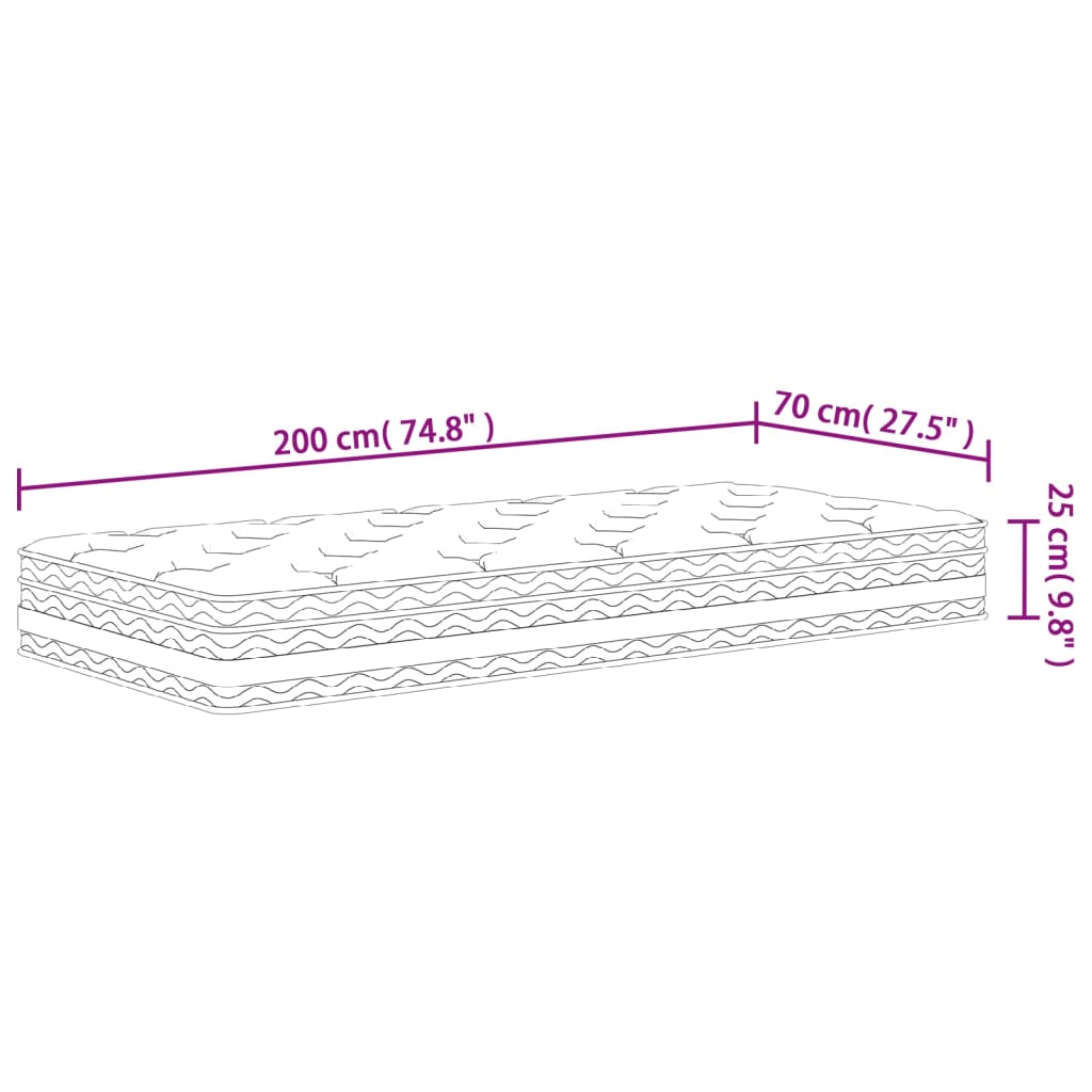 Materasso a Molle Insacchettate Medio 70x200 cm