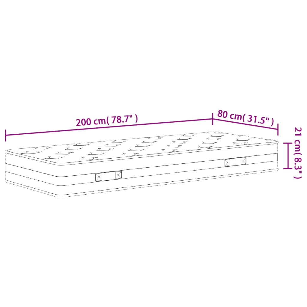 Materasso a Molle Bonnel Medio 80x200 cm - homemem39