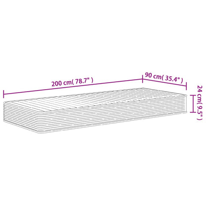 Materasso in Schiuma Mediamente Morbido 90x200 cm