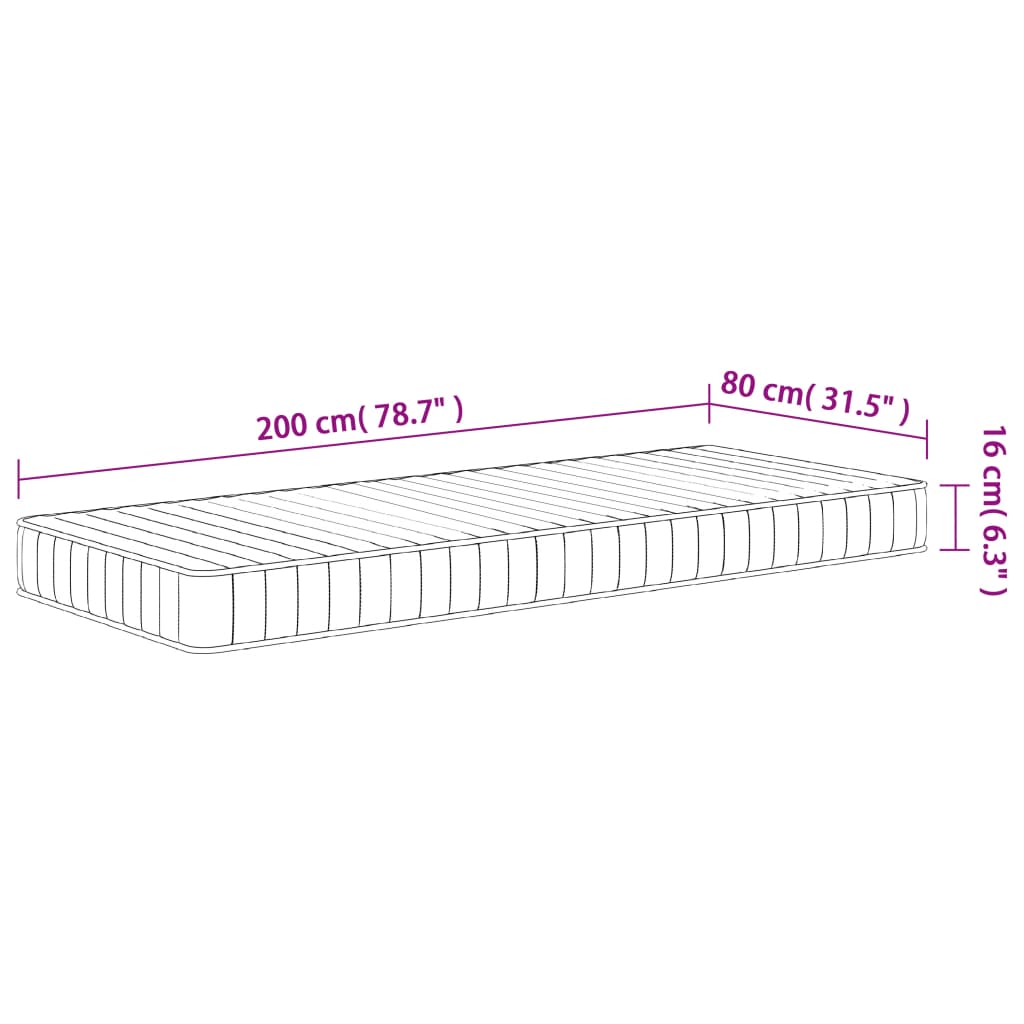 Materasso in Schiuma Mediamente Morbido 80x200 cm - homemem39