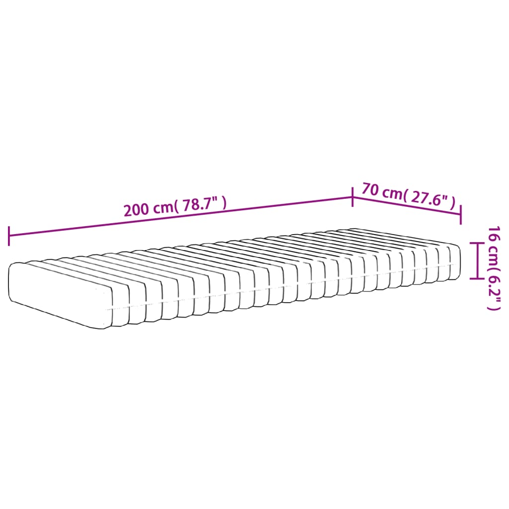 Materasso in Schiuma Mediamente Morbido 70x200 cm - homemem39