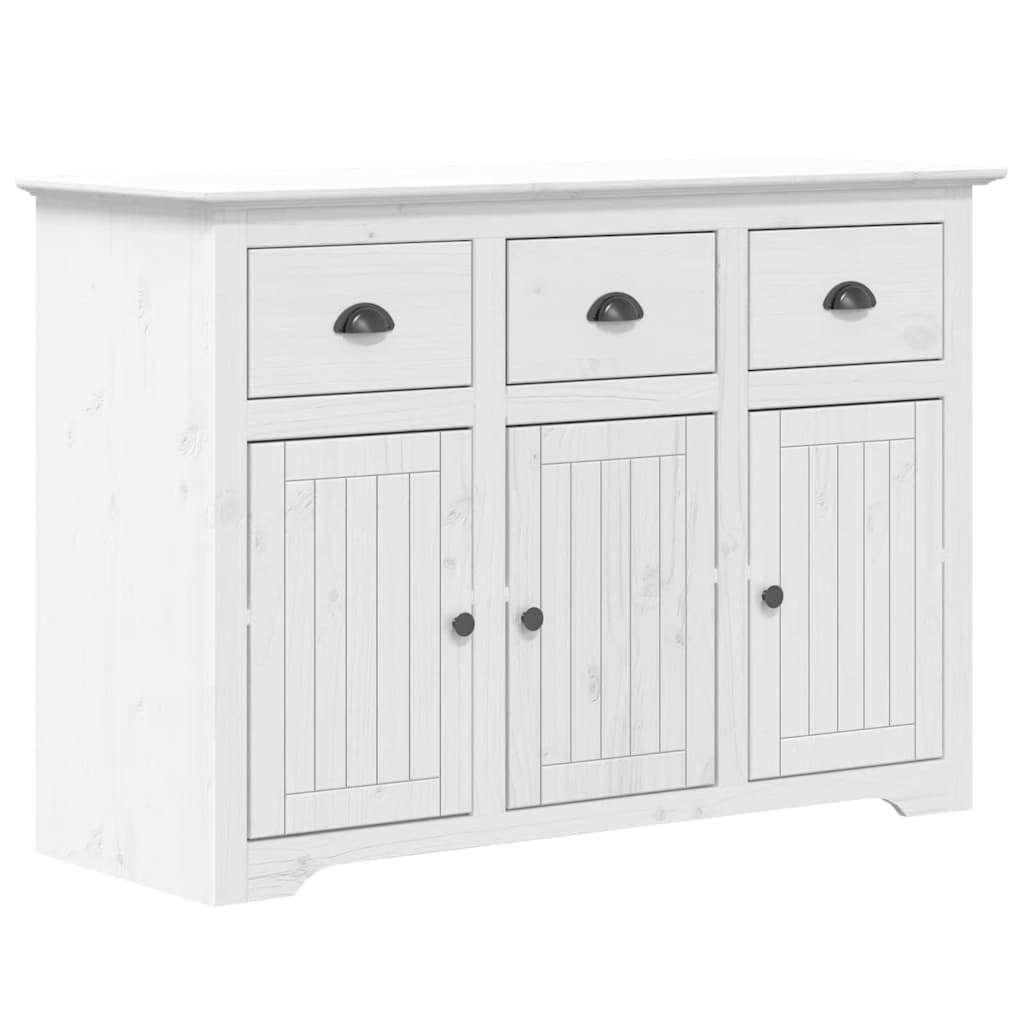 Credenza BODO 115,5x43x200,5 cm Legno Massello di Pino Bianco