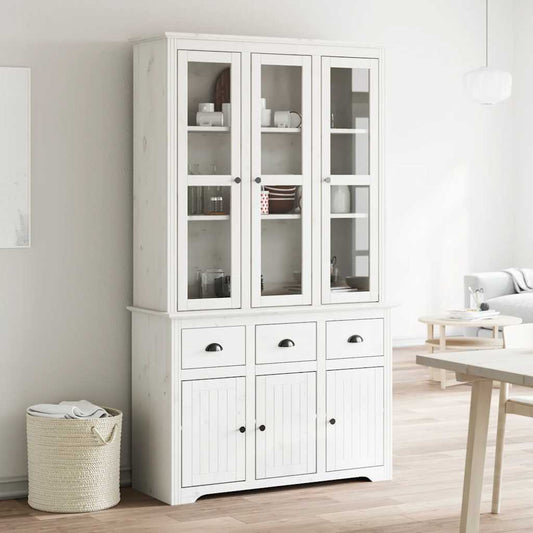 Credenza BODO 115,5x43x200,5 cm Legno Massello di Pino Bianco