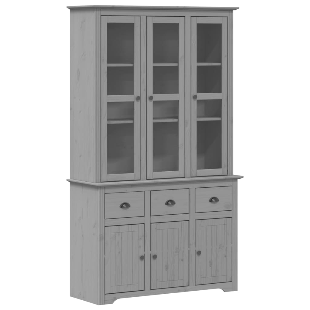 Credenza BODO 115,5x43x200,5 cm Legno Massello di Pino Grigio