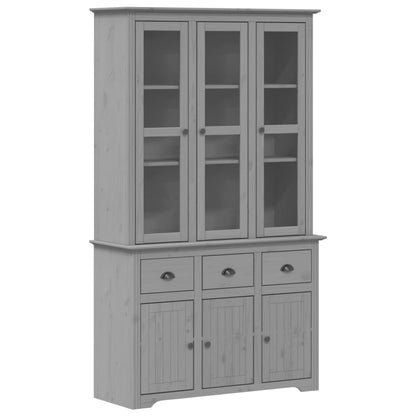 Credenza BODO 115,5x43x200,5 cm Legno Massello di Pino Grigio