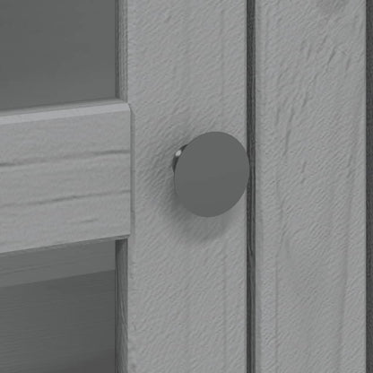 Credenza BODO 115,5x43x200,5 cm Legno Massello di Pino Grigio