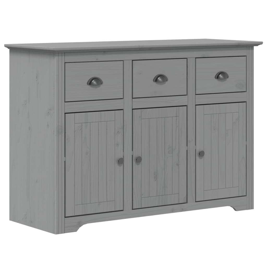 Credenza BODO 115,5x43x200,5 cm Legno Massello di Pino Grigio