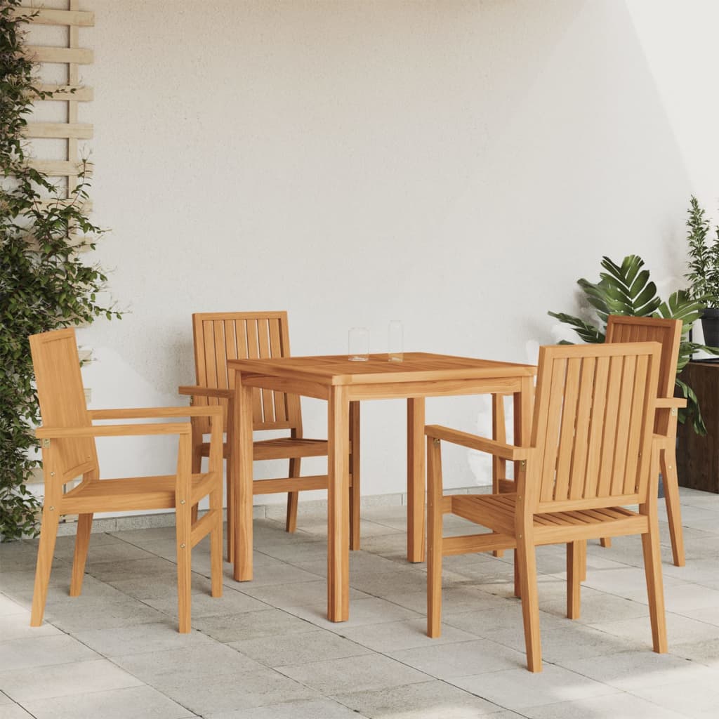 Sedie da Giardino Impilabili 4 pz 56,5x57,5x91 cm Massello Teak - homemem39