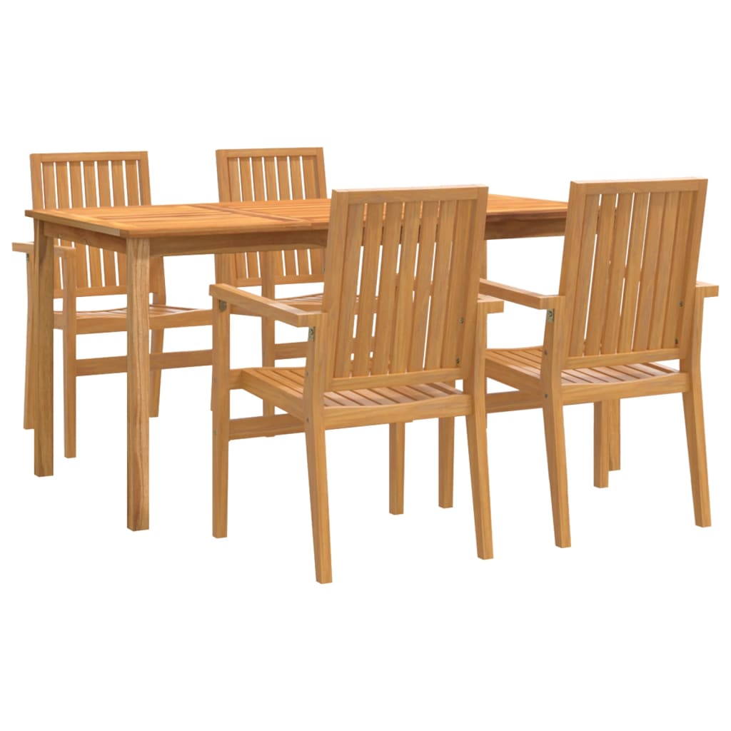 Set da Pranzo per Giardino 5 pz in Legno Massello di Teak