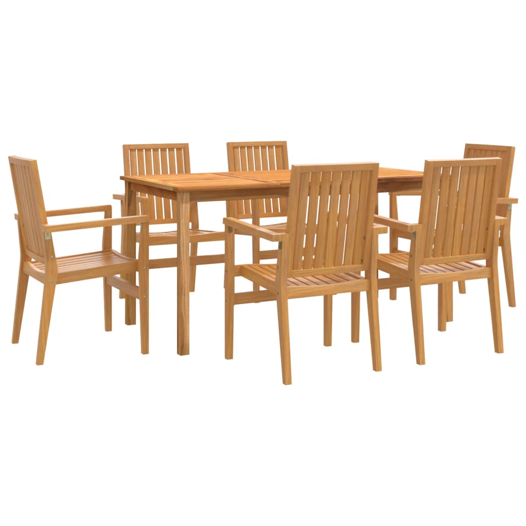 Set da Pranzo da Giardino 7 pz in Legno Massello di Teak