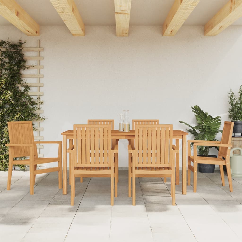Set da Pranzo da Giardino 7 pz in Legno Massello di Teak
