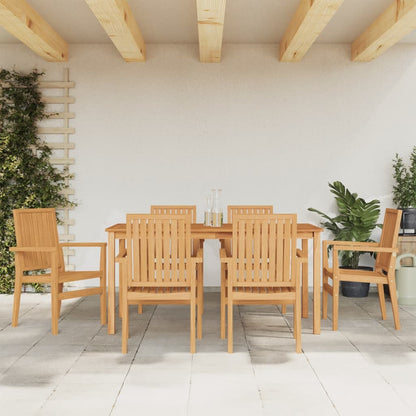 Set da Pranzo da Giardino 7 pz in Legno Massello di Teak
