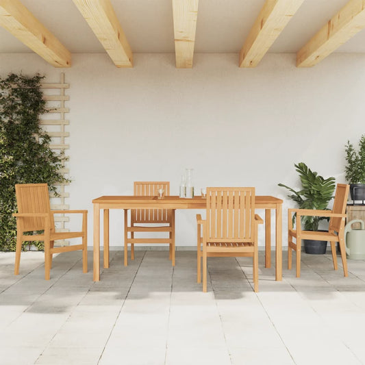 Set da Pranzo per Giardino 5 pz in Legno Massello di Teak