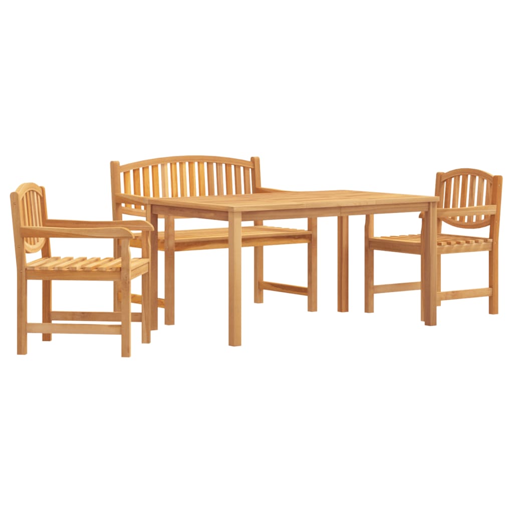 Set da Pranzo per Giardino 4 pz in Legno Massello di Teak | homemem39