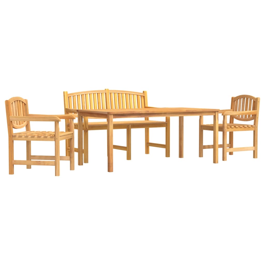 Set da Pranzo per Giardino 4 pz in Legno Massello di Teak | homemem39