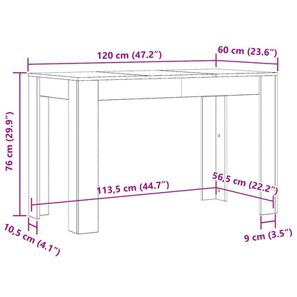 Tavolo da Pranzo Rovere Fumo 120x60x76 cm Legno Multistrato | homemem39