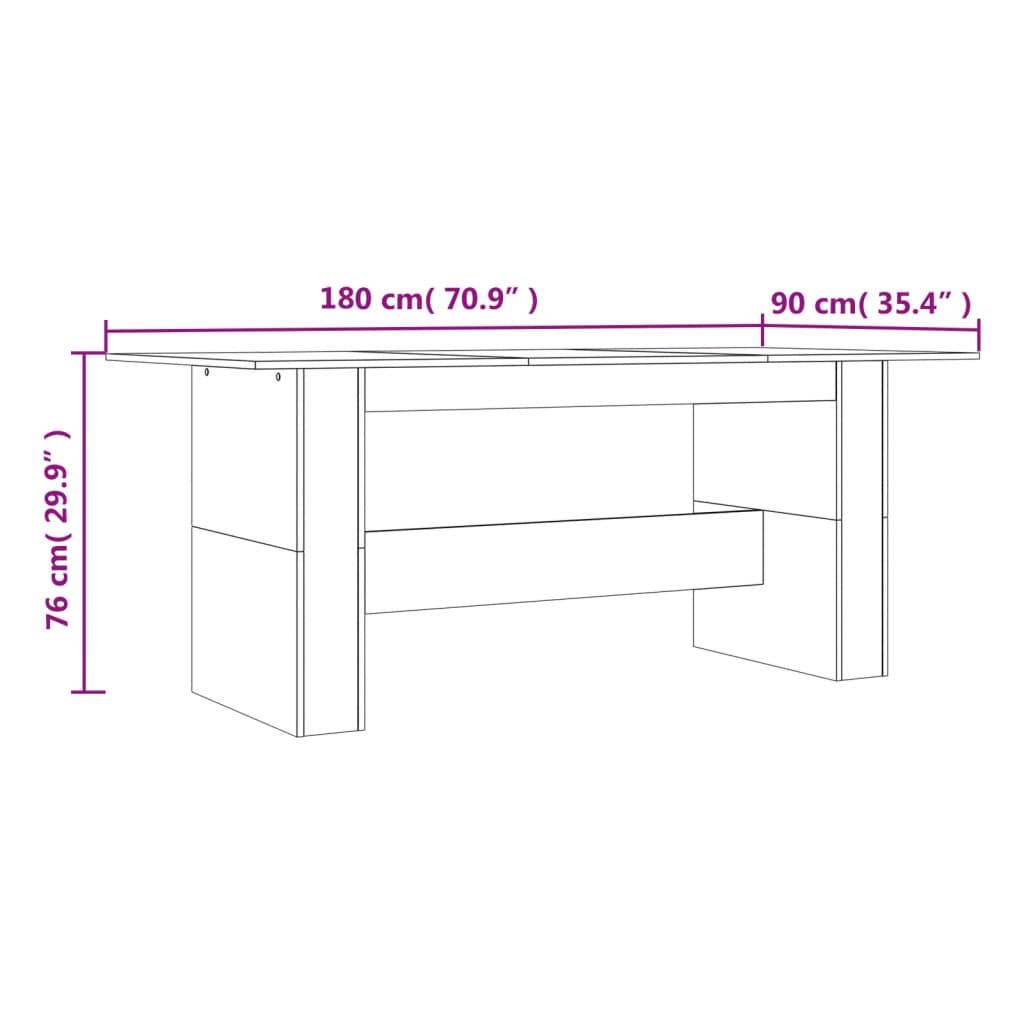 Tavolo da Pranzo Grigio Sonoma 180x90x76 cm Legno Multistrato | homemem39
