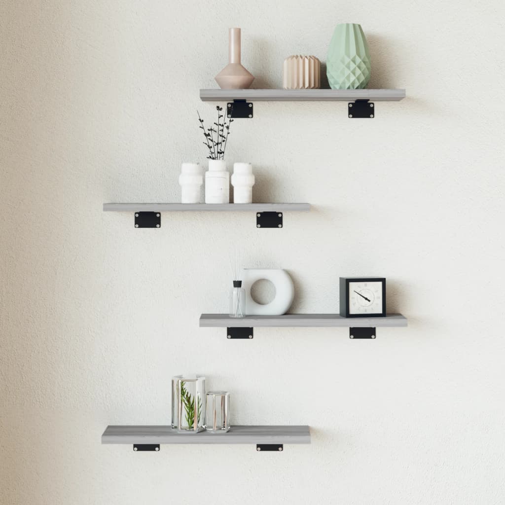 Mensole Parete 4pz Grigio Sonoma 40x10x1,5cm Legno Multistrato | homemem39