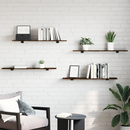 Mensole Parete 4pz Rovere Fumo 100x20x1,5 cm Legno Multistrato