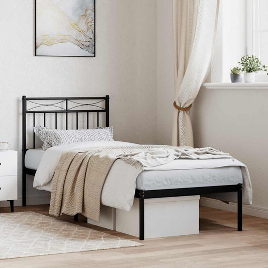 Giroletto con Testiera in Metallo Nero 75x190 cm | homemem39