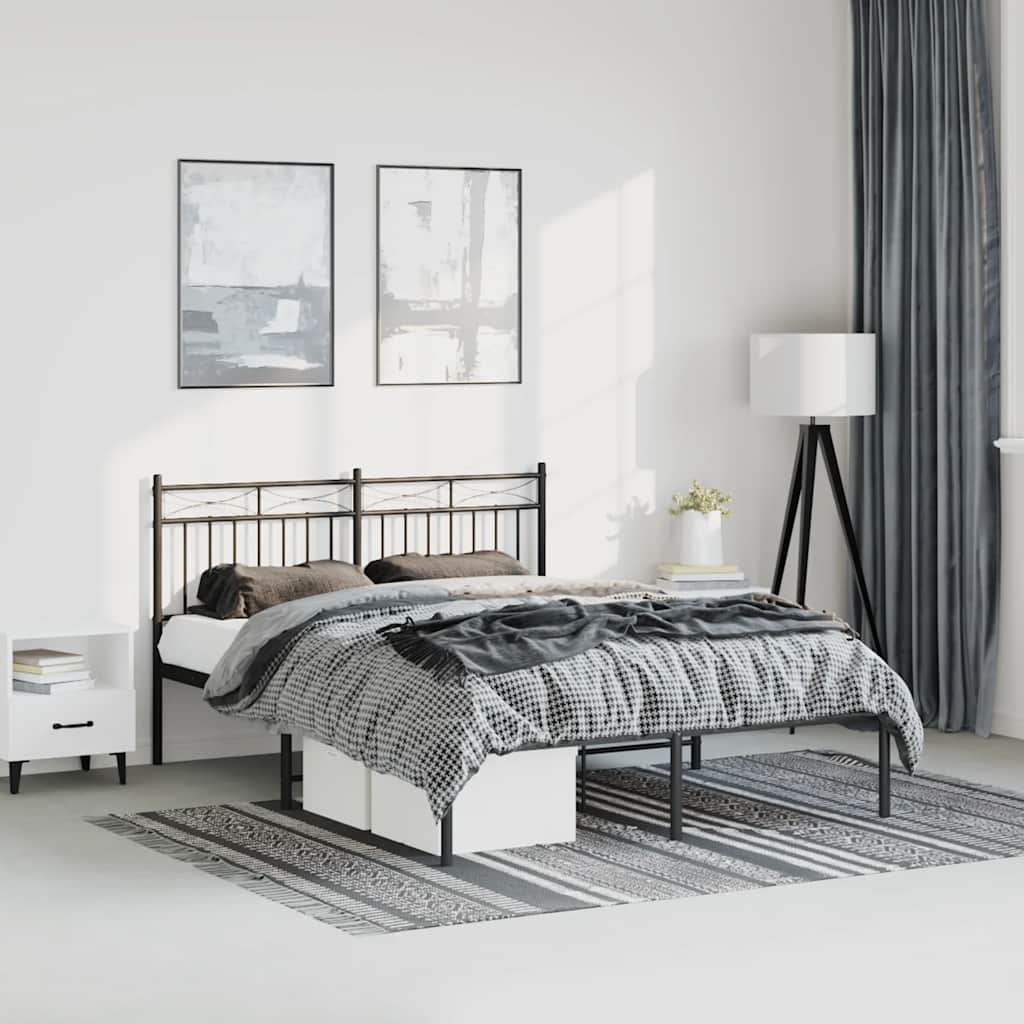 Giroletto con Testiera in Metallo Nero 135x190 cm | homemem39