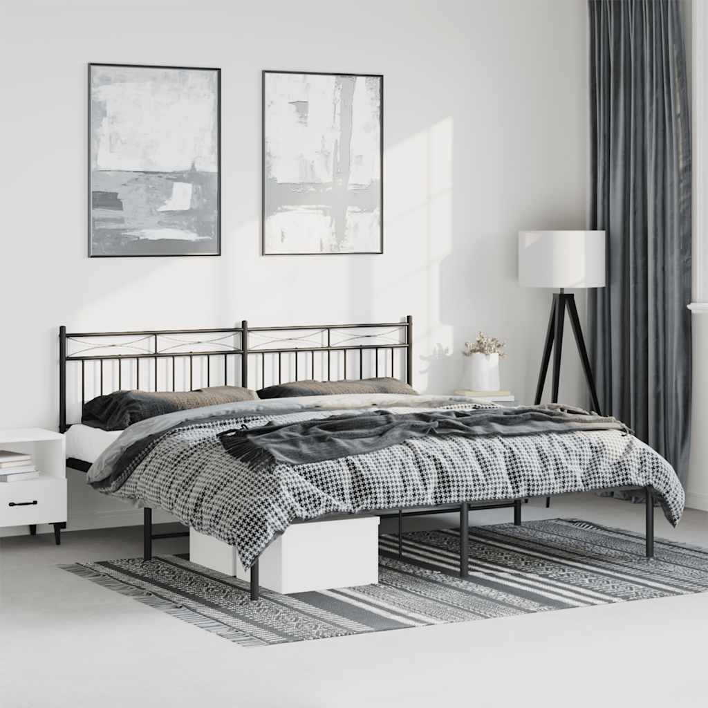 Giroletto con Testiera in Metallo Nero 183x213 cm | homemem39