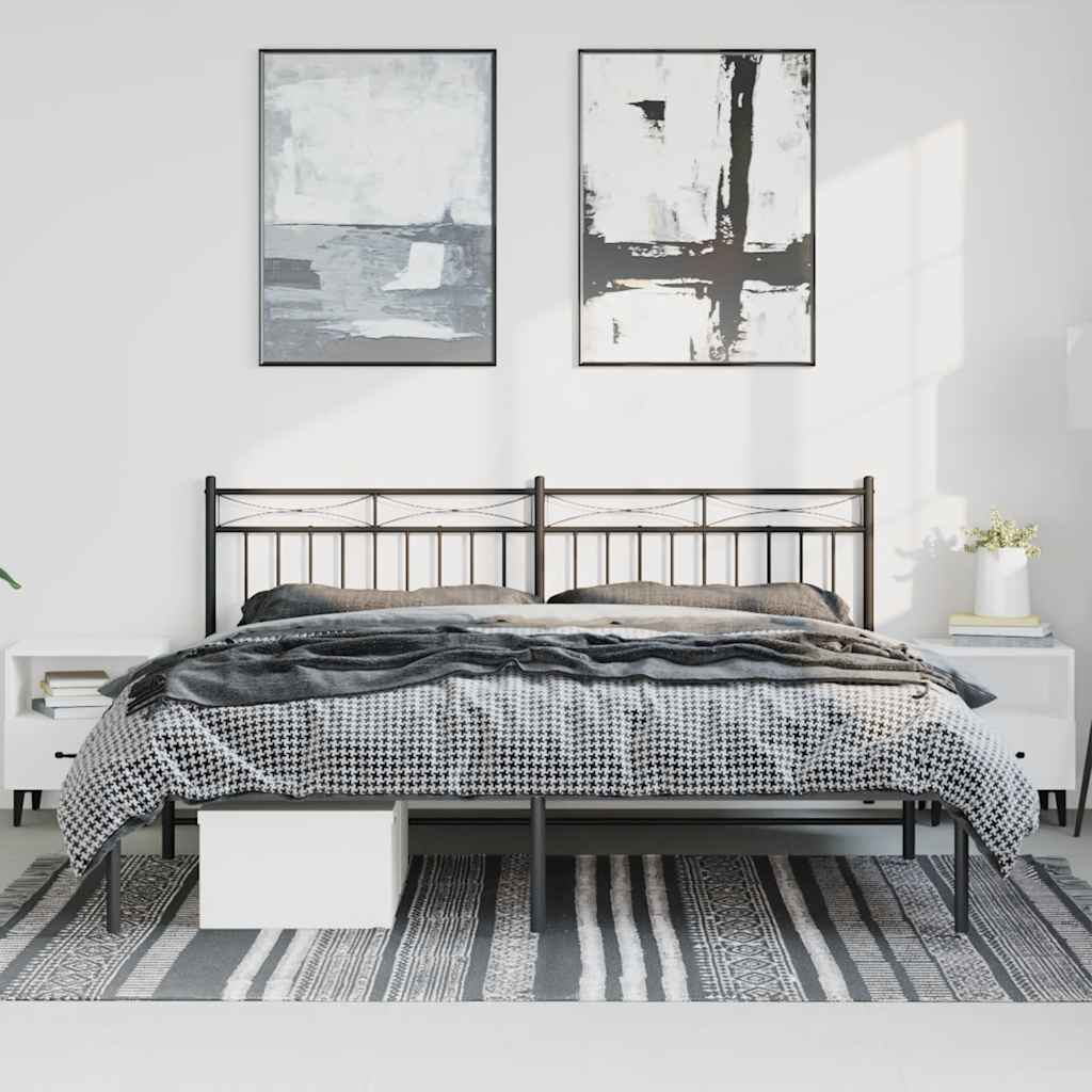 Giroletto con Testiera in Metallo Nero 193x203 cm | homemem39