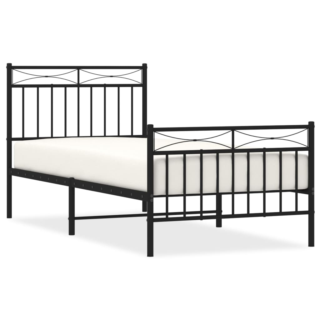 Giroletto con Testiera e Pediera Metallo Nero 90x200 cm | homemem39