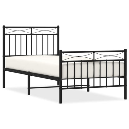 Giroletto con Testiera e Pediera Metallo Nero 90x200 cm | homemem39