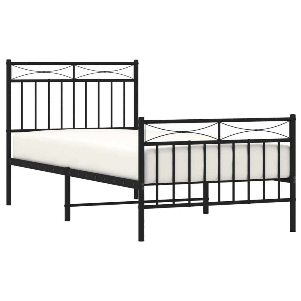Giroletto con Testiera e Pediera Metallo Nero 90x200 cm | homemem39