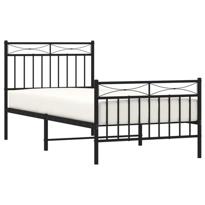 Giroletto con Testiera e Pediera Metallo Nero 90x200 cm | homemem39