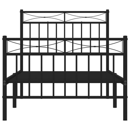 Giroletto con Testiera e Pediera Metallo Nero 90x200 cm | homemem39