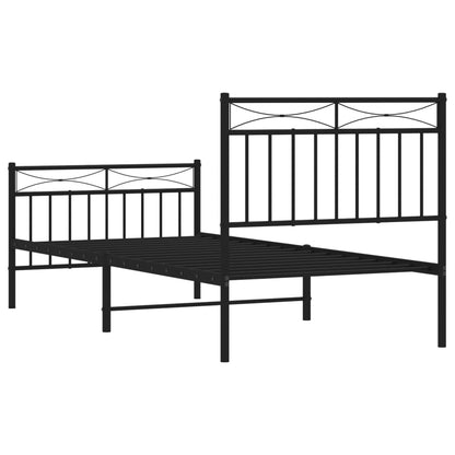 Giroletto con Testiera e Pediera Metallo Nero 90x200 cm | homemem39