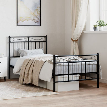 Giroletto con Testiera e Pediera Metallo Nero 90x200 cm | homemem39