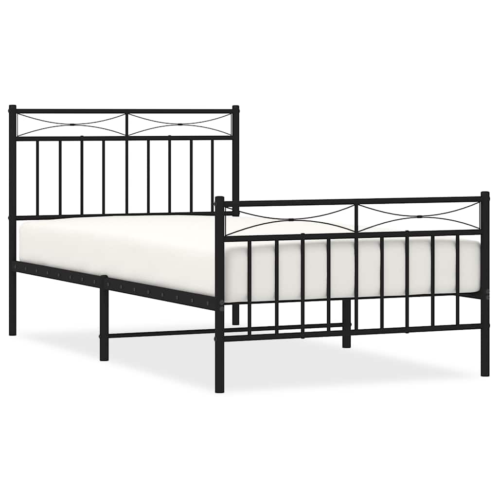 Giroletto con Testiera e Pediera Metallo Nero 100x190 cm | homemem39
