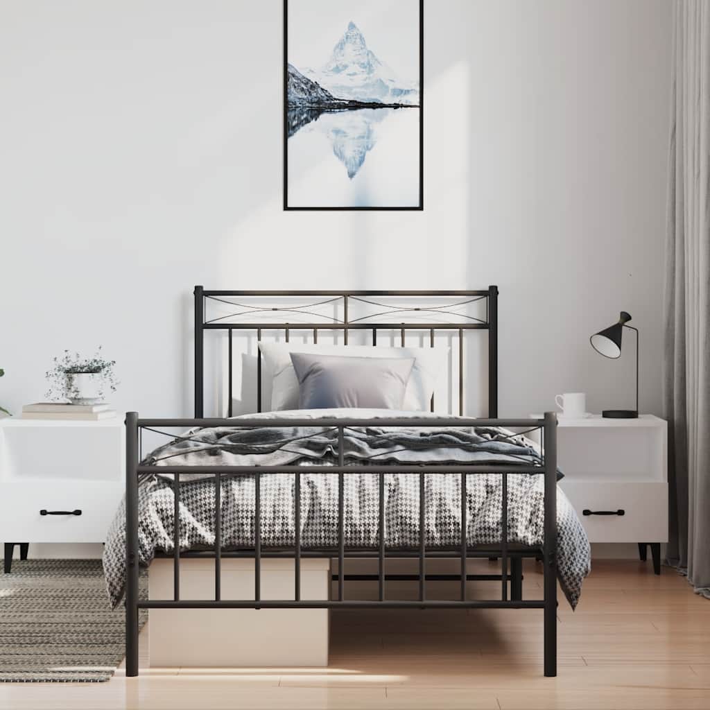Giroletto con Testiera e Pediera Metallo Nero 100x190 cm | homemem39