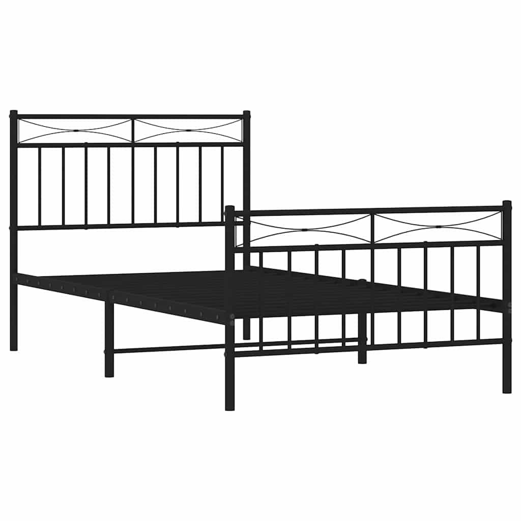 Giroletto con Testiera e Pediera Metallo Nero 100x190 cm | homemem39