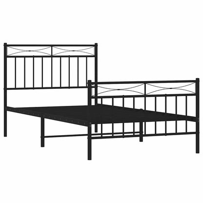 Giroletto con Testiera e Pediera Metallo Nero 100x190 cm | homemem39