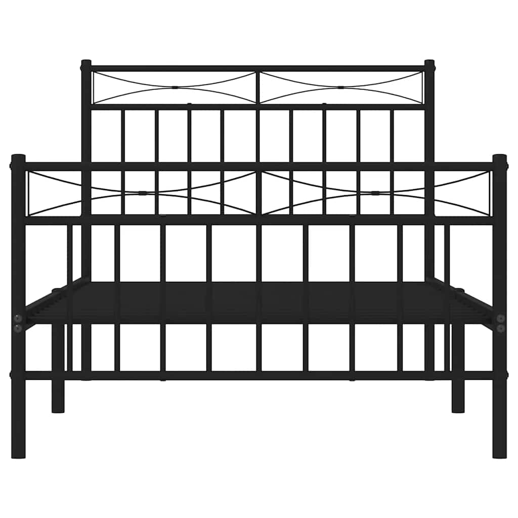 Giroletto con Testiera e Pediera Metallo Nero 100x190 cm | homemem39
