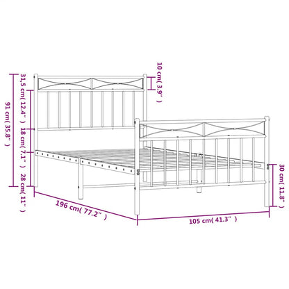 Giroletto con Testiera e Pediera Metallo Nero 100x190 cm | homemem39