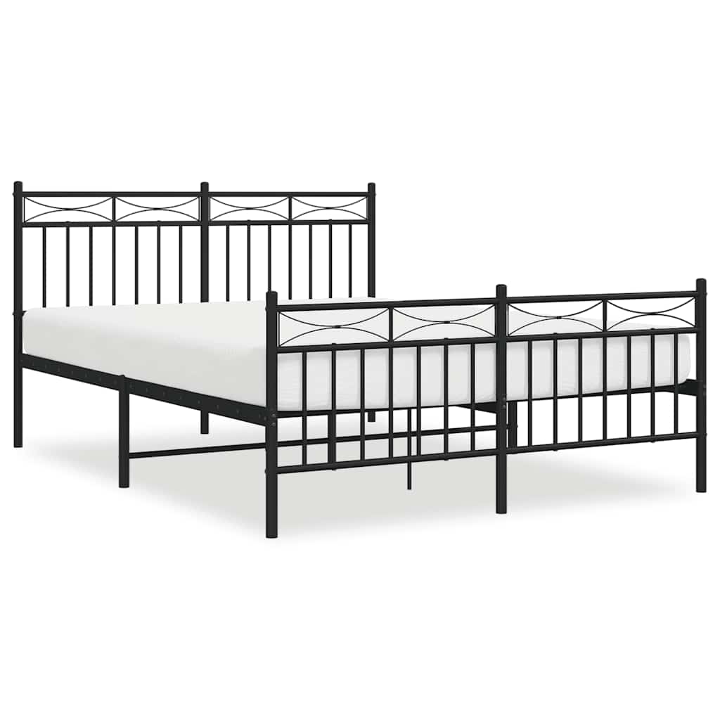 Giroletto con Testiera e Pediera Metallo Nero 135x190 cm | homemem39